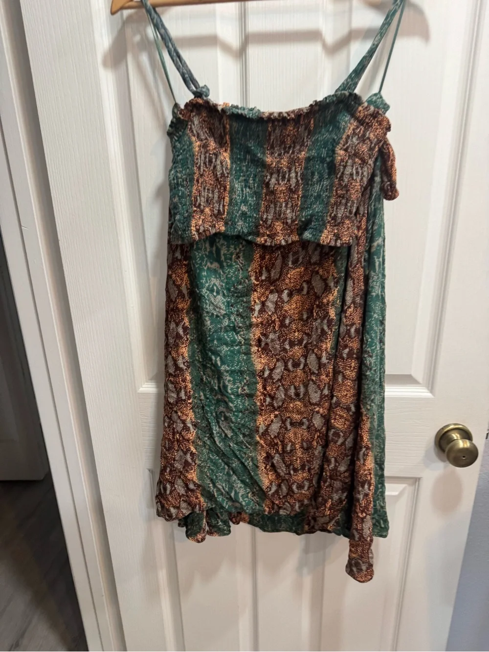 Free People Green and Brown Wrap High-Low Coord matching set skirt top